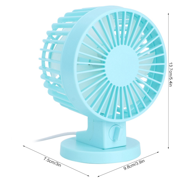 Bærbar Mini Skrivebordsventilator USB Ultra Stille Ventilator 45° Justering til Hjemmekontor DesktopBlå