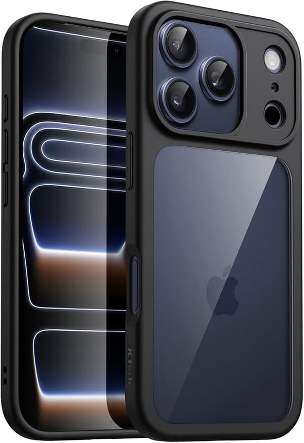 Fodral för iPhone 17 Pro 6,3 tum Stötsäkert telefonfodral Solid matt TPU-ram Reptålig klar baksida Svart