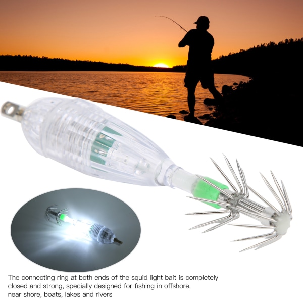Fiske LED Lokke Lys Blekksprut Form Hvit Lys Farge Agn Under Vann Lokke Lampe med Krok