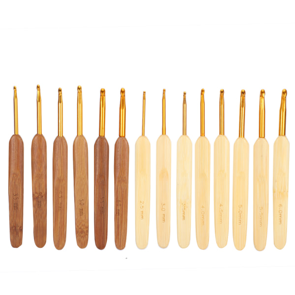 14 st/ set guldhuvud virknål Pen typ bambu karboniserat handtag sticknål