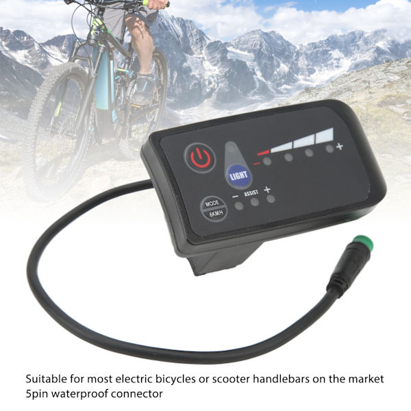 Elektrisk cykel strøm display meter vandtæt 5 pin interface ABS hus LED display panel til cykling 36V