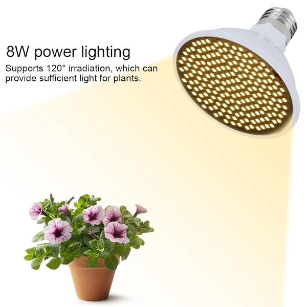 E27 8W 200LED Chip plantevækstlys have drivhus blomst dyrke frøplantelampe 85V‑265V