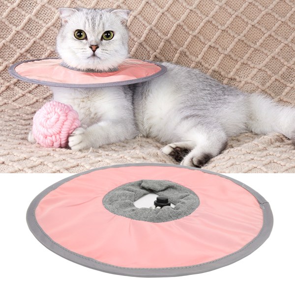 Cat Recovery Collar Waterproof Adjustable Prevent Licking Protective Pet Elizabeth Collar for Post Surgery Pink M