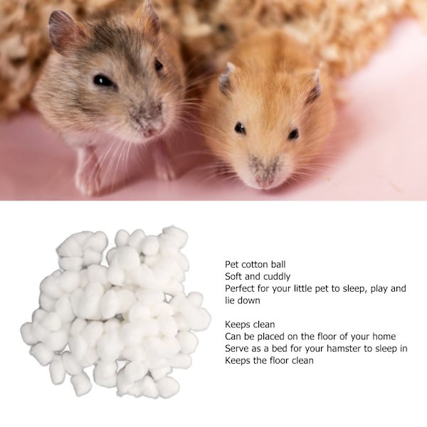 Hamster Bomull Bollar Vinter Varma Mjuk Smådjur Sängkläder Bomull Bollar för Hamster Syrisk Hamster Chinchilla Vit