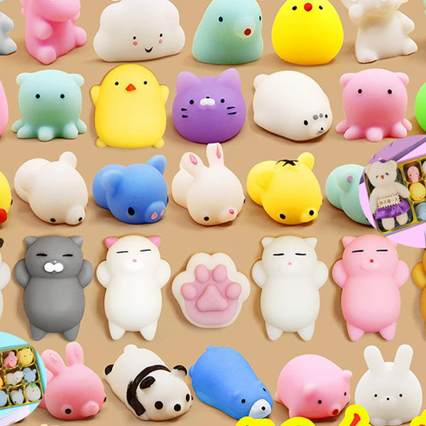 50 stk. Mini Stress Relief Squeeze Toys Farverige Høj Elasticitet Bløde Fidget Sensoriske Dyr Legetøj