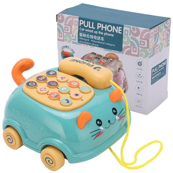 Barn söt mobiltelefon leksak 16 olika funktioner barn simulering katt telefon bilgrön
