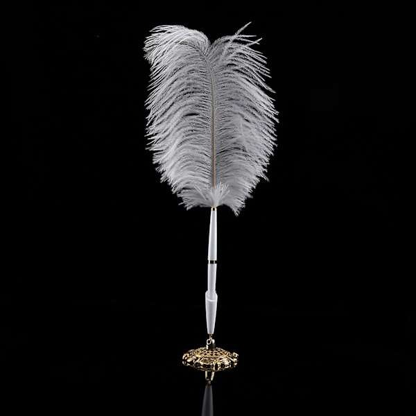 Strudsefjer Bryllup Quill Signering Kuglepen Skrivepen Med Metalholder Ny Guld