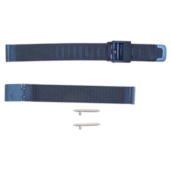 Flettet rustfritt stål armbånd i mesh - Fleksibel erstatningsreim for klokke - Tilbehør for menn og kvinner - Blå - 0,79 tommer