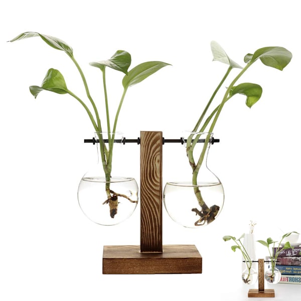 Hydroponic Vas Vintage Desktop Planter Bulb Vas Glas Planter Bulb Vase Desktop Hängande Glas Vågen Planter Bulb Vas Hydroponics Växter Kontor