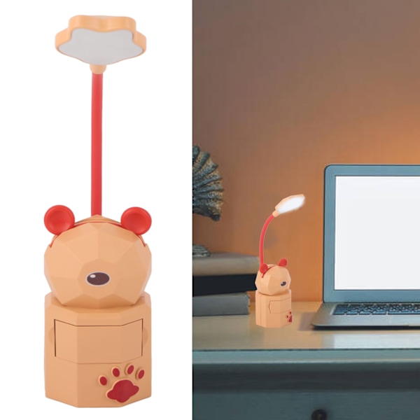 Kids Desk Lamp Cartoon Design 360 Degrees Gooseneck Eyes Protection Safe Nontoxic ABS Warm Light Kids Reading LightYellow