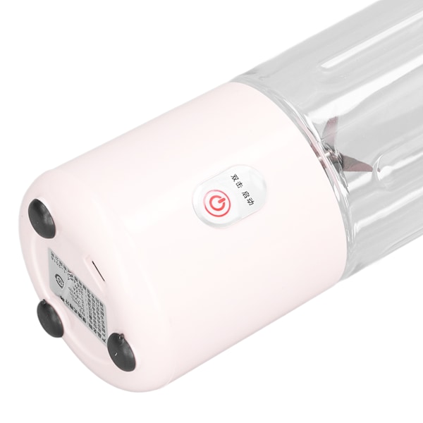 Bærbar Blender 6 Blad USB Oppladbar Multifunksjonell Mini Fruktmikser Juicer Kopp for Hjem Student 500ml Rosa