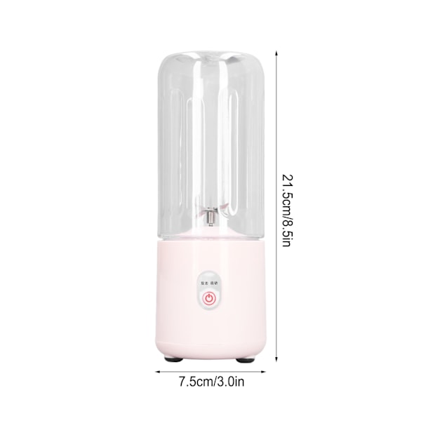 Bærbar Blender 6 Blad USB Oppladbar Multifunksjonell Mini Fruktmikser Juicer Kopp for Hjem Student 500ml Rosa