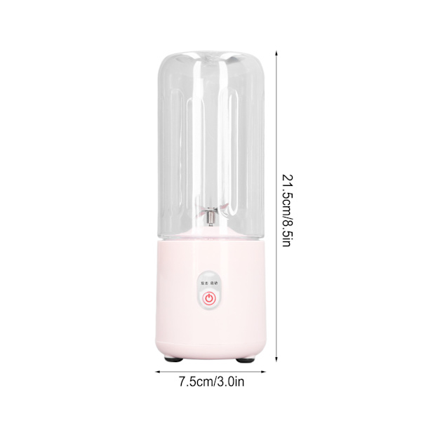 Bærbar Blender 6 Blade USB Genopladelig Multifunktion Mini Frugtblander Juicer Kop til Hjem Studerende 500ml Pink