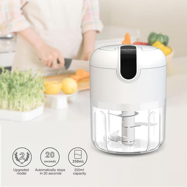250 ml elektrisk mini mathakker USB-lading bærbar matprosessor blender hvit