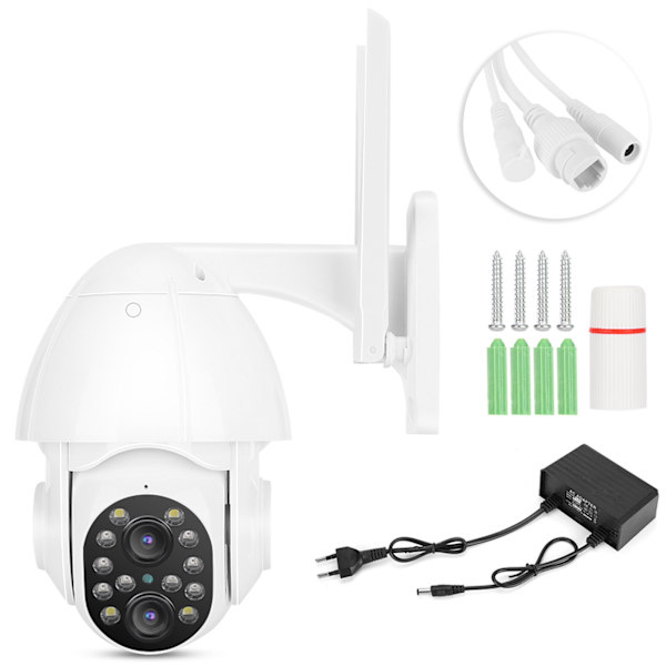 3MP Wifi Kamera Kikkert Full Farge Nattsyn IP66 Vanntett CCTV for Hjem Sikkerhet EU