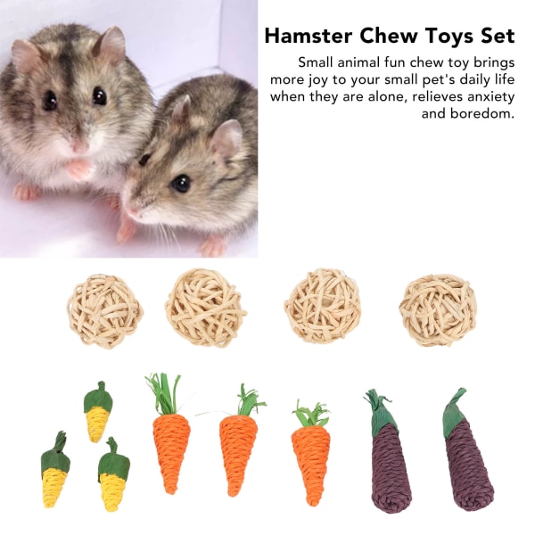 Liten djur tuggleksak tänder slipning morot majs aubergine underhållning husdjur lek tuggleksaker för hamster kanin marsvin