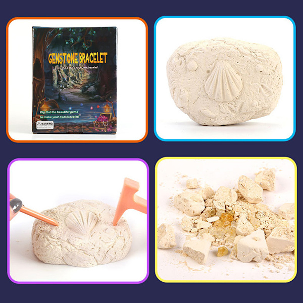 Kristallton Dig Kit för barn  Gruvkit för DIY-armband Tillverkning Utgruvning Simulering Grävning Kit Geologi Naturvetenskap Leksaker