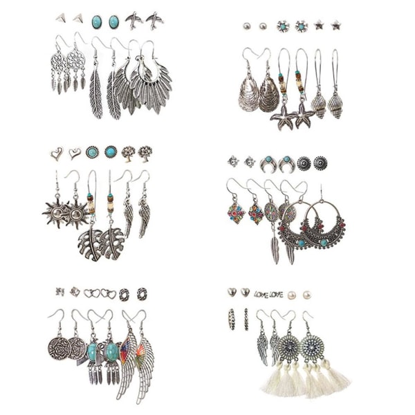 Retro turkos bohemiska örhängen för kvinnor Etniska örhängen Smycken Vintage Boho Dangle örhängen för fester helgdagar och dagliga