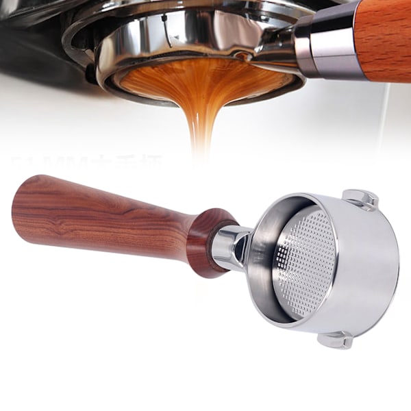 Portafilter 51mm 2 Ører Bundløs Kaffehåndtag i Rustfrit Stål til Delonghi ECO310 F-Type Rød Syregren