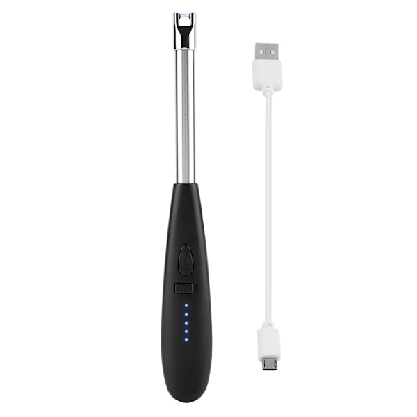 USB Vindtät Elektrisk Tändare Bärbar Grill Picknick Tändare med Ström Indikator Matt Svart