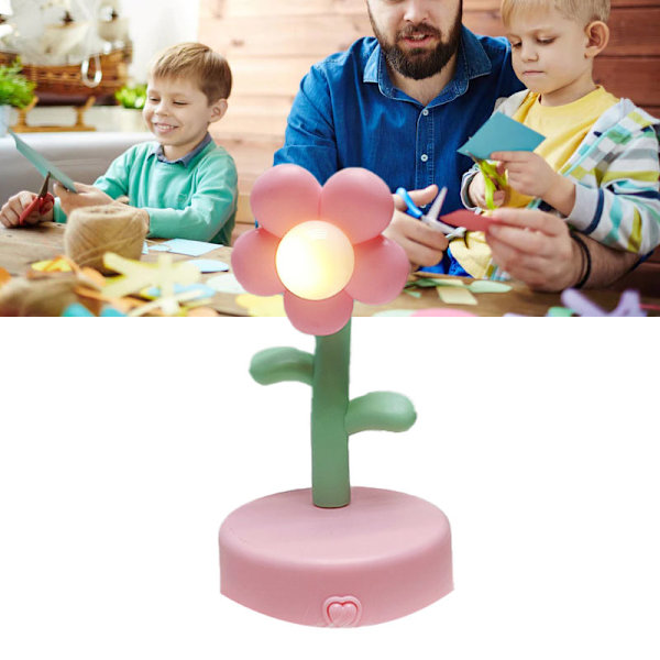 Søt blomsternattlys bordlampe bærbar skrivebordslampe dekorativ for kontor sovesal dekor rosa