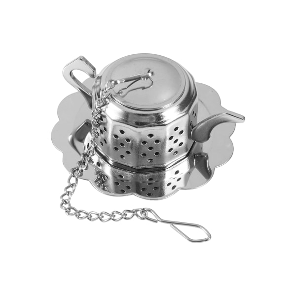 Løs te-infuser i rustfrit stål, tebladssil, filter, diffuser, urte-tepotteform