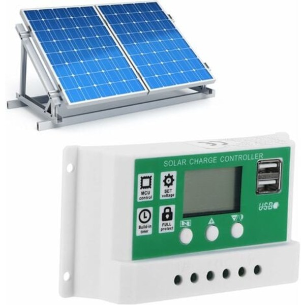 LCD-skærm solcelleladeregulator, 50A justerbar solpanelregulator, 12V 24V MPPT laderegulator tilbehør