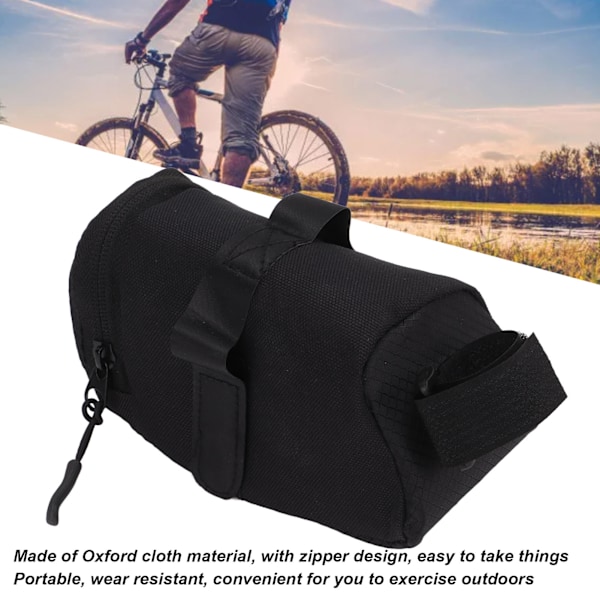 Sadeltaske Cykel Sort Oxford Klud Material Nem at Afmontere Lynlås Design Lille Vindmodstand Under-sæde Taske