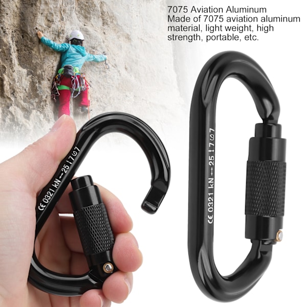 Utomhus Klippklättring O Typ Automatisk Lås Utökad Säkerhetsskydd 25KN Karabiner