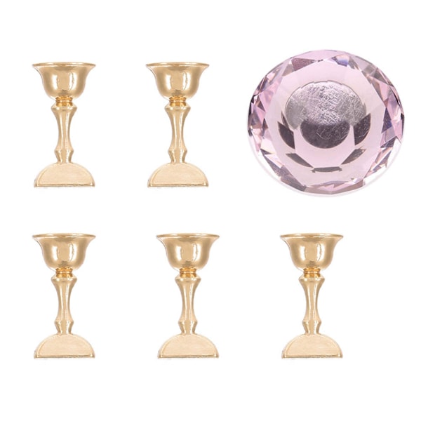 Magnetisk Negletip Oval Krystal Øvelse Stativ Base Legering Holder Neglekunst Display Stativ Pink