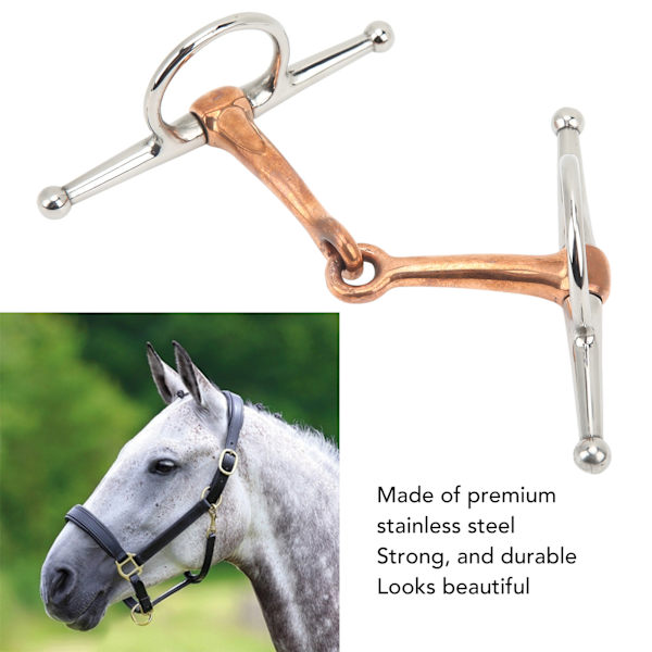 Häst Full Cheek Snaffle Rostfritt Stål Ring Snaffle Bit för Utomhus Hästtillbehör 125mm