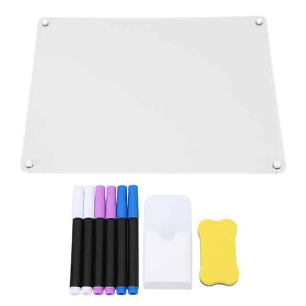 Planeringstavla Schema Tavla Klar Akryl Återanvändbar Skrivmagnetplatta Whiteboard med Markertvätt för Kylskåp Tom Tavla
