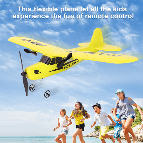 2.4G Fjärrkontroll 2 Kanals Flygplan Helikopter Flygplan Barnleksak Modell (Gul)