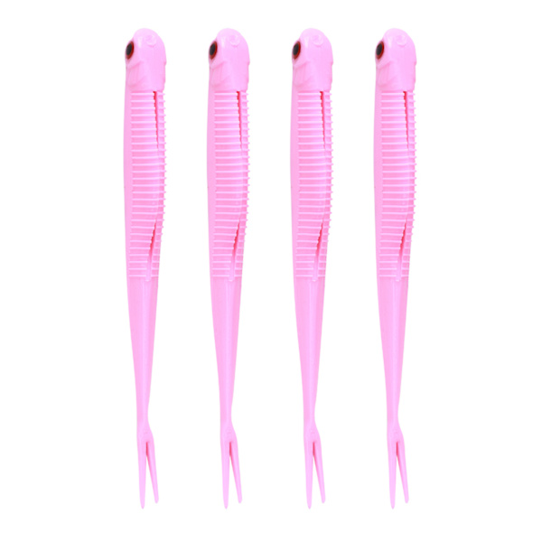 4 stk fiske lokker lang gaffel form myk hale fisk agn kunstig naturtro fiskeutstyr 123mm 6.5g rosa