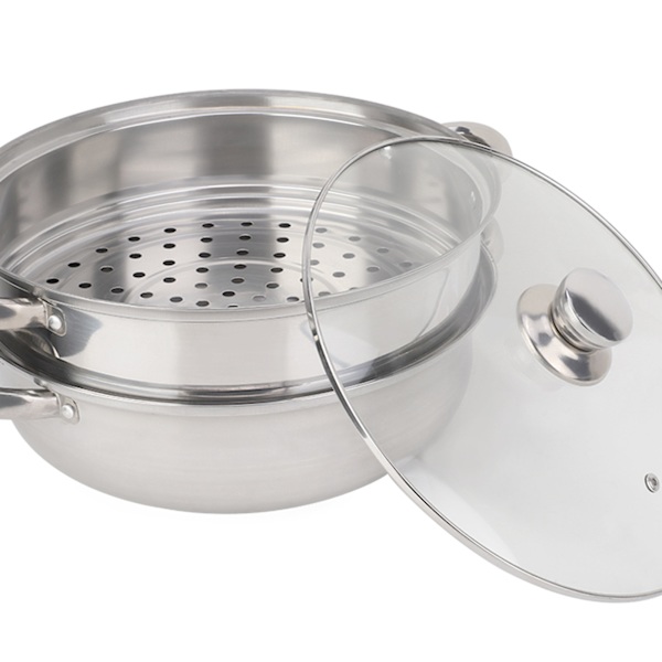 Rustfritt stål kokekar 27cm/11in 2-lags dampkoker gryte dobbel kjele suppe dampende gryte