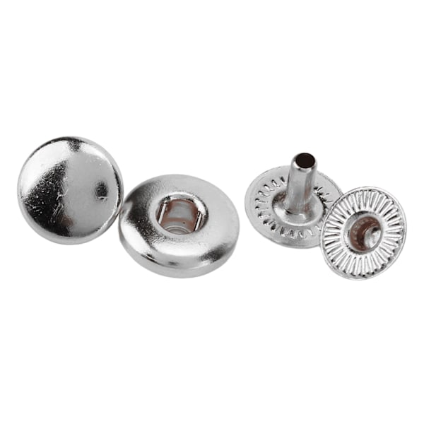 200 set tryckknappar kit 8mm stark koppar utsökt lyster allmänt använda läderknappar för kläder väskor läder silver
