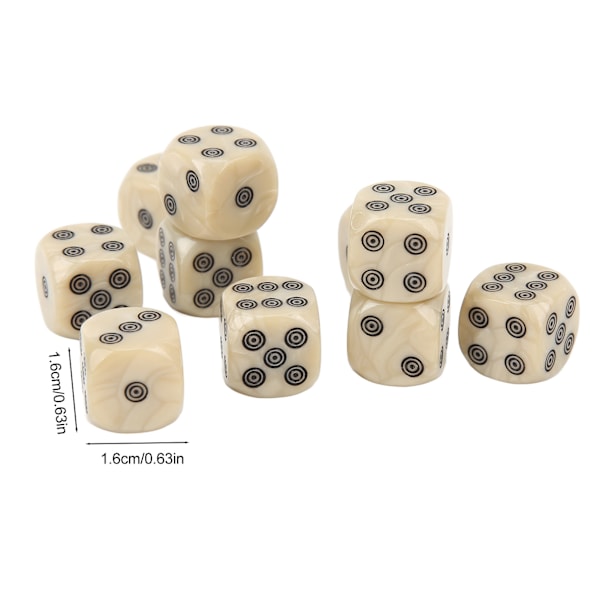 20 kappaletta kuusisivuista noppaa 16 mm valkoista helmijyvää ympyräpisteitä pöytäpeleihin matematiikan opetukseen