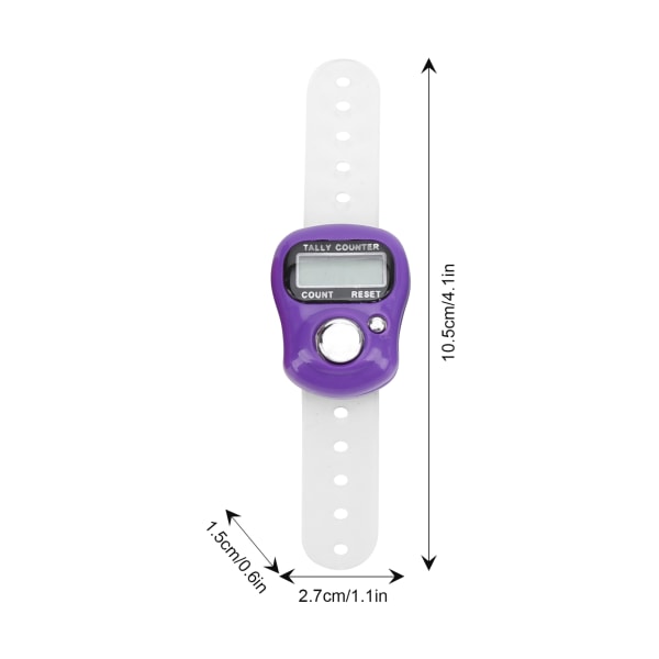 Elektrisk Fingerräknare med Återställbar 5-siffrig LCD-handräknare för Bön och Promenader - Lila
