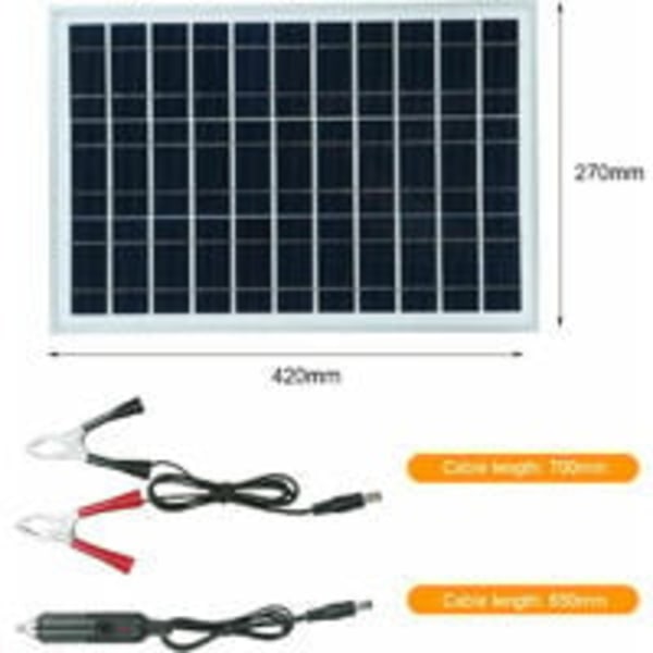 Højeffektivt polykrystallinsk solpanel-sæt 60W DC5/18V IP65 Vandtæt med 1 DC Alligator Clip Output-kabel/1 bærbar modelbiloplader Plus