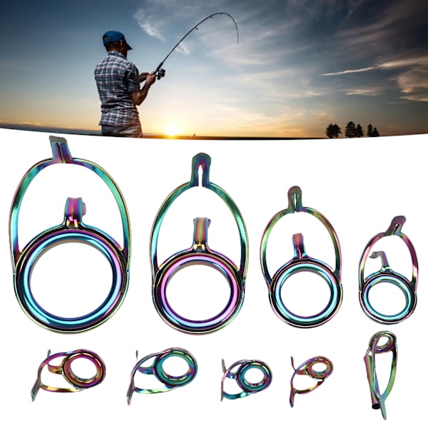 9PCS Lokkefiske Stang Guide Ring Set Rustfritt Stål Keramiske Guide Rings Fiskeutstyr