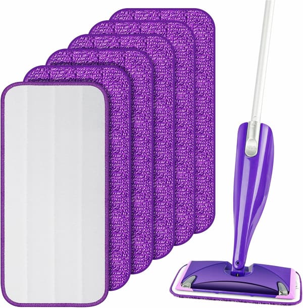 Gjenbrukbare mopprefillputer for Flash Powermop 6 stk moppputer maskinvaskbar mikrofibererstatning for våt tørr gulv