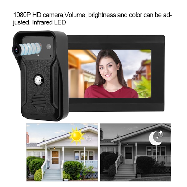7 tuuman 2 kamerainen 1080P videopuhelin langallinen Wifi-ovipuhelin yökuvauskamera 100-240VUS