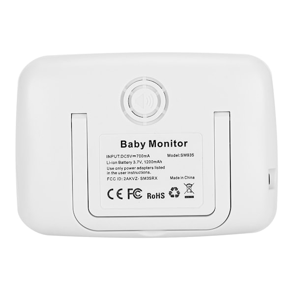 3,5 tommer PTZ Zoom Baby Monitor med 2-vejs Intercom, Temperaturmåling, Nattesyn, Vuggeviser, EU 100-240V