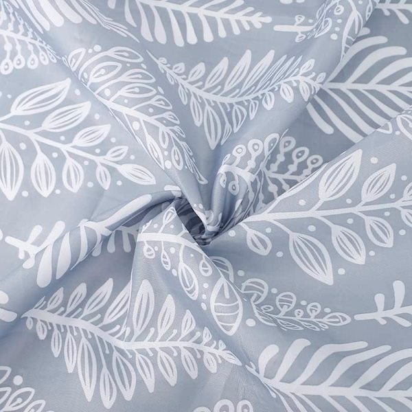 Grå Blad Duschdraperi Anti Mögel Mögelresistent Vattenavvisande Tyg 100 Procent Polyester