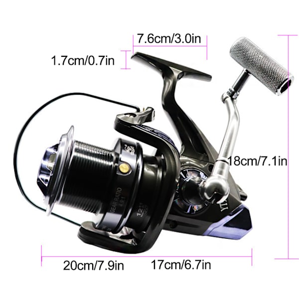 YT9000 Full Metal Body Wire Cup Fiske Långskott Spinnrulle Fiskeutrustning Tillbehör