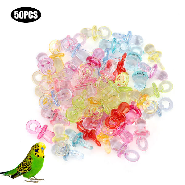 50PCS Fågel Papegoja Tillbehör Plast Färgglada Nippel Bite Tugga Leksak DIY Tillbehör Set