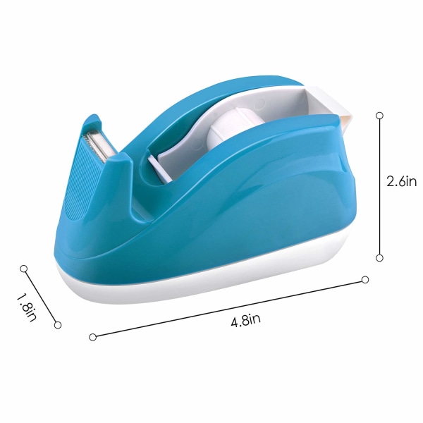 Skrivebordsafruller til tape, klæbende rulleholder med vægtet skridsikker bund, 2-pak (blå og hvid)