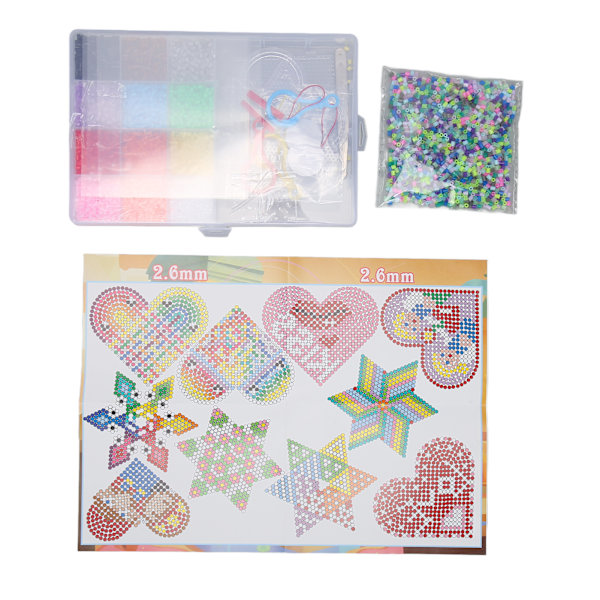 Børns Fuse Beads Kit 2.6mm 12 Farver Quadrate Hjerte Hexagonale Gennemsigtige Plader DIY Perler Håndværk Legetøj