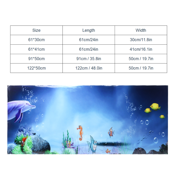 Waterproof Aquarium Background Wall Sticker Pvc Self Adhesive Fish Tank Picture Decoration(61*30cm )