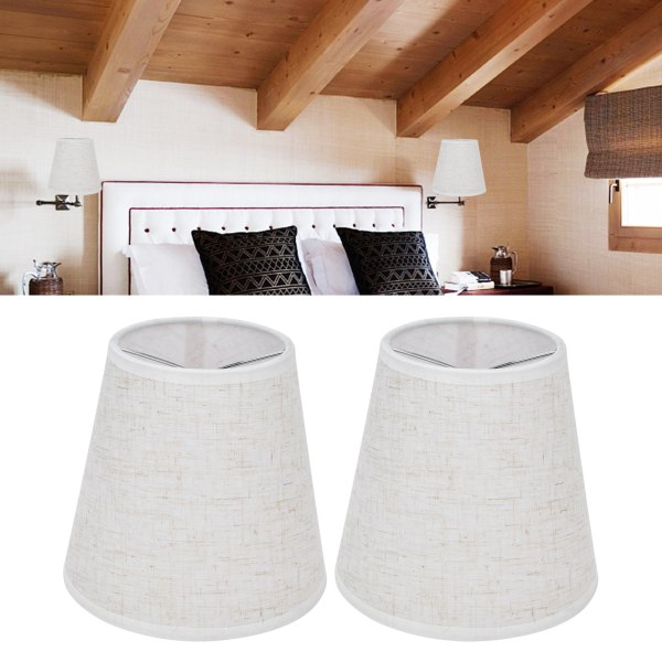 2PCS Table Lamp Shade Cover Fabric Clip On Lampshade for E14 Screw Candlestick Lamp ChandelierPT09 Linen